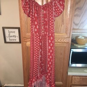 New Look off the shoulder boho high low maxi .